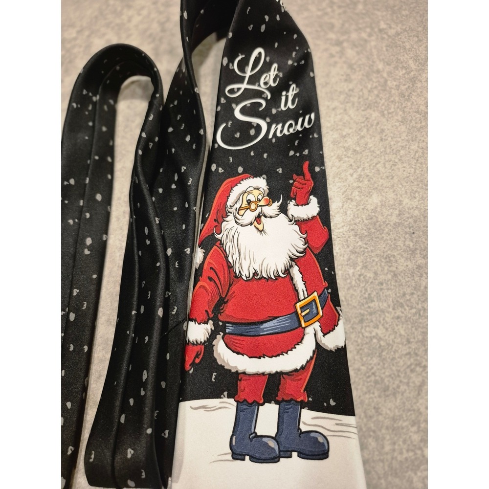 Santa Let It Snow Christmas Novelty Tie Holiday Mens Necktie Festive‎ Nutcracker - Picture 7 of 11